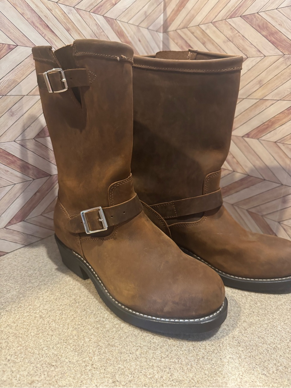 Mens 9.5 Cody James engineer motorcycle boots bucle round toe. Cj1320 leather - Picture 2 of 12